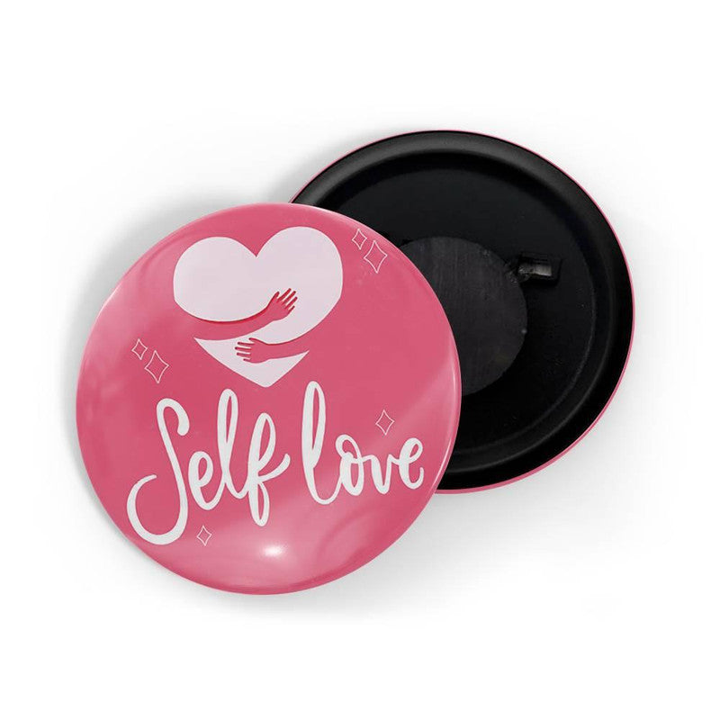 dhcrafts Pink color Round Fridge Magnet Self Love D2 Glossy Finish Design Pack of 1 (75 mm)